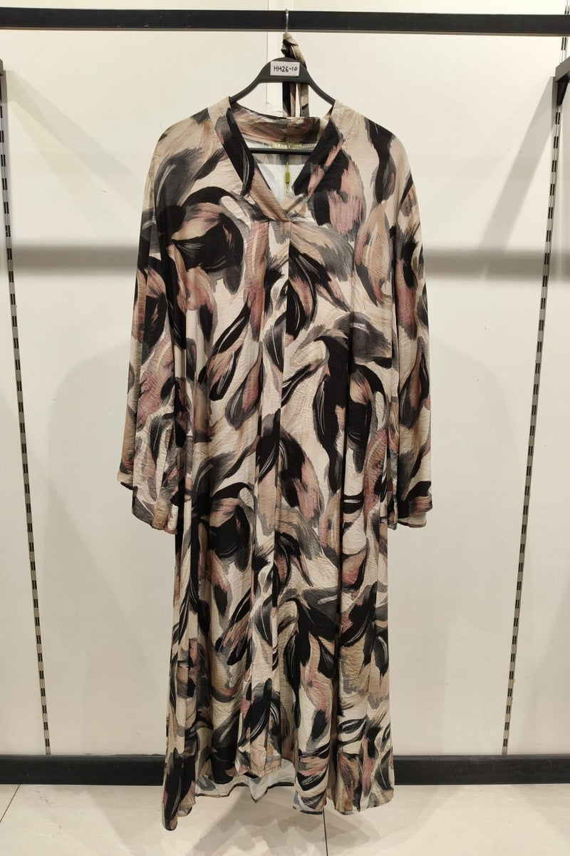 Robe longue imprimée fleurie avec ceinture