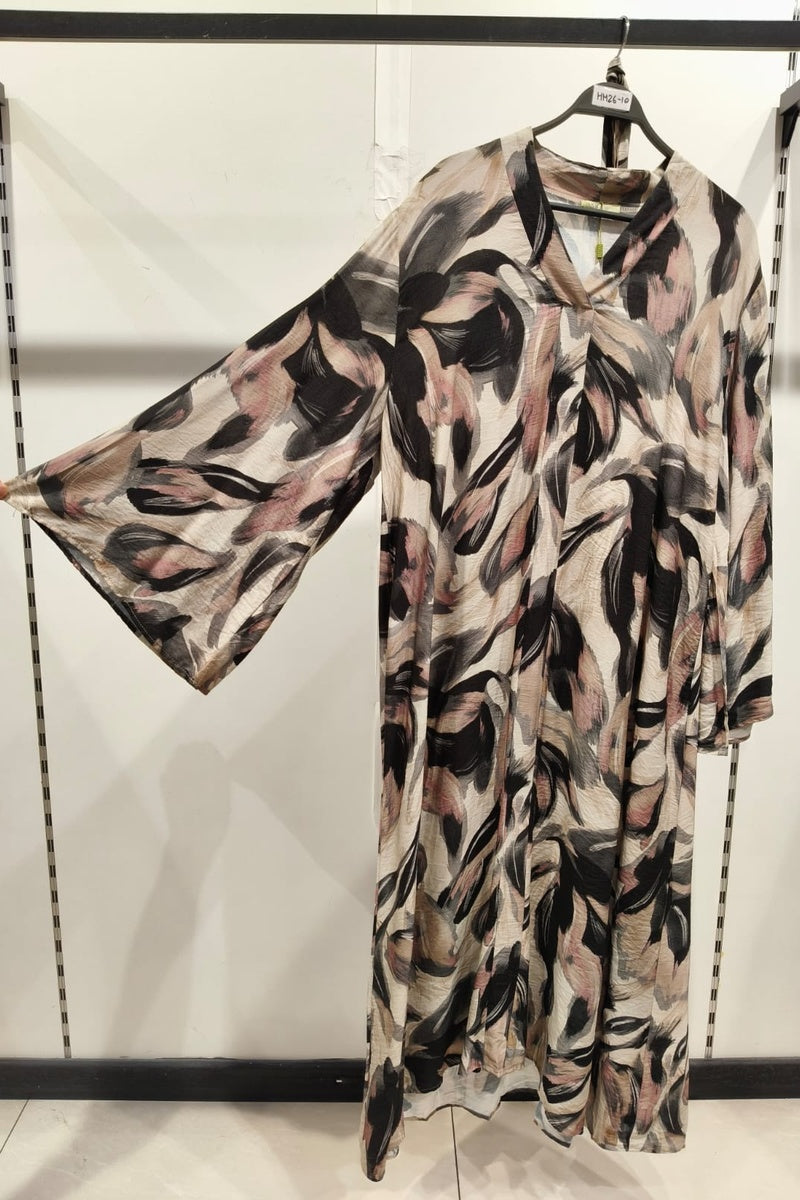 Robe longue imprimée fleurie avec ceinture