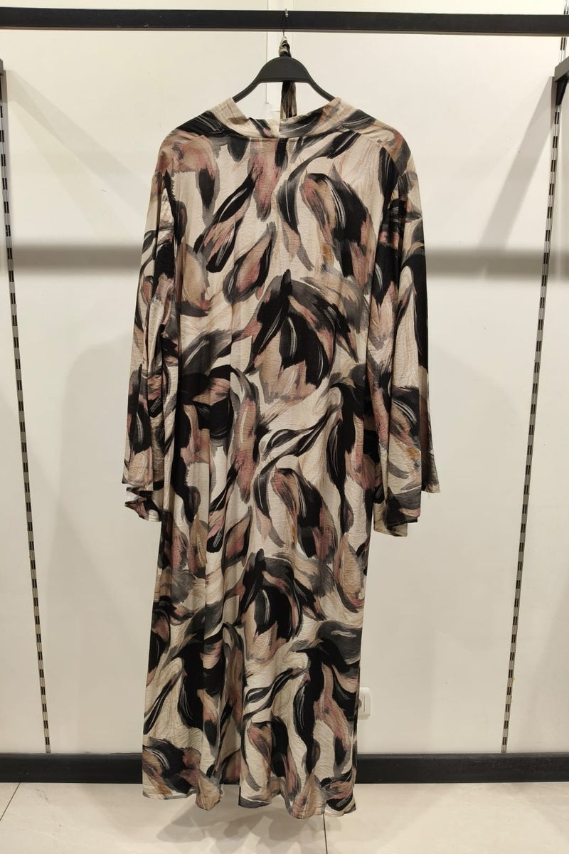 Robe longue imprimée fleurie avec ceinture