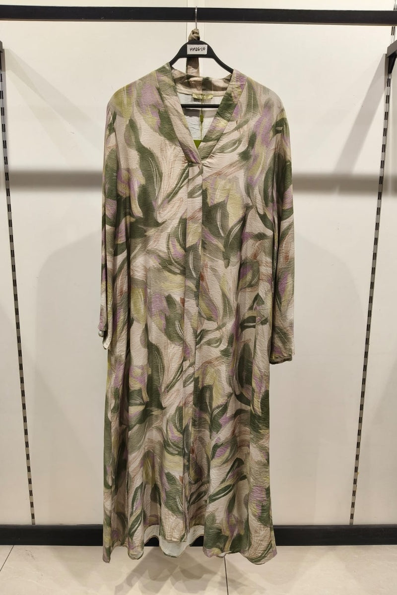 Robe longue imprimée fleurie avec ceinture