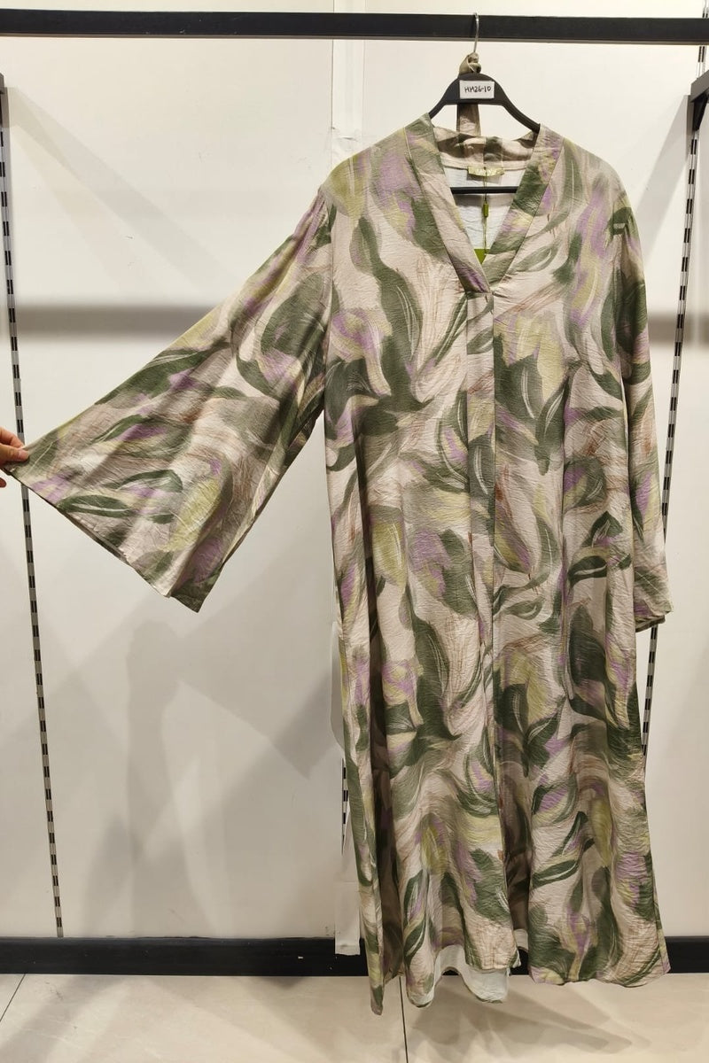 Robe longue imprimée fleurie avec ceinture