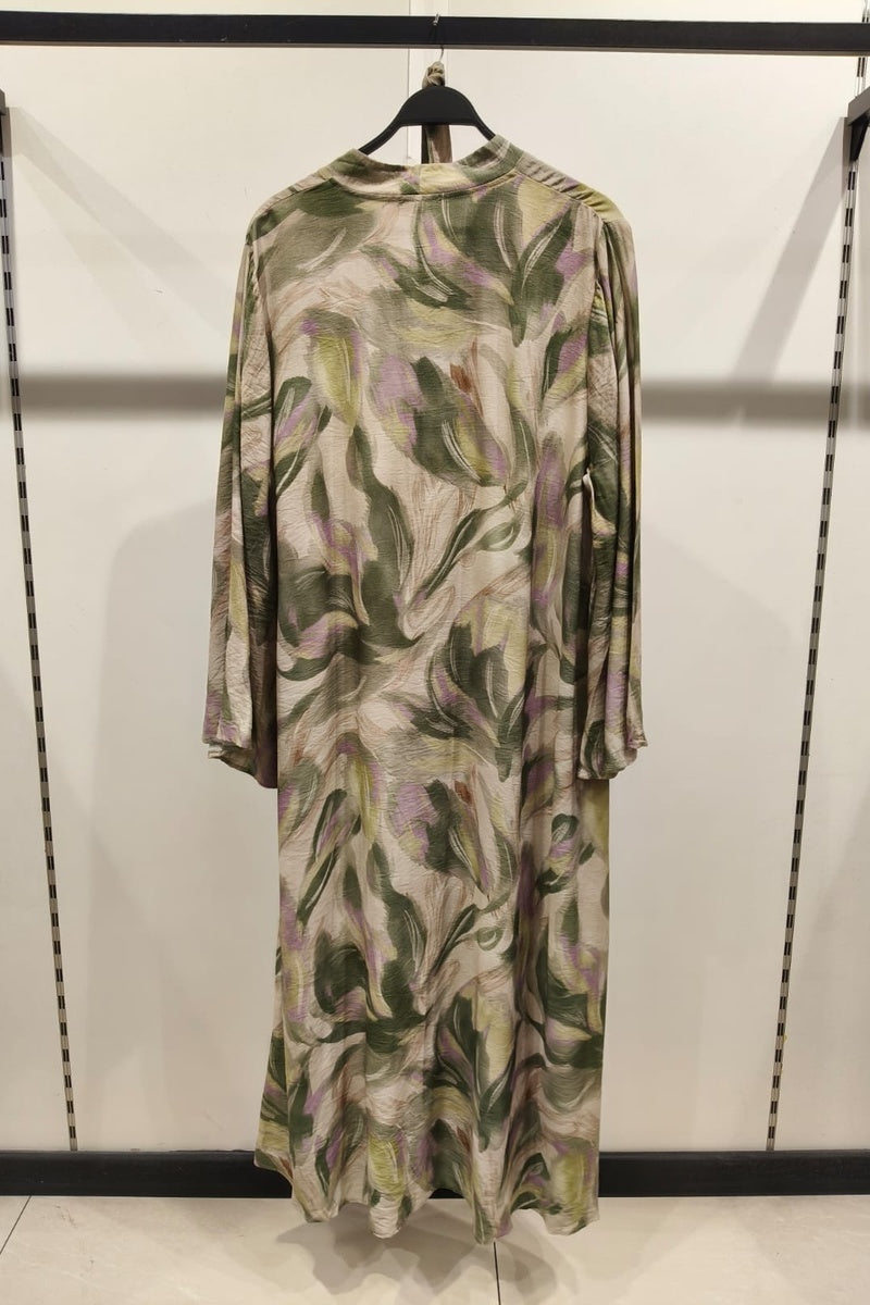 Robe longue imprimée fleurie avec ceinture