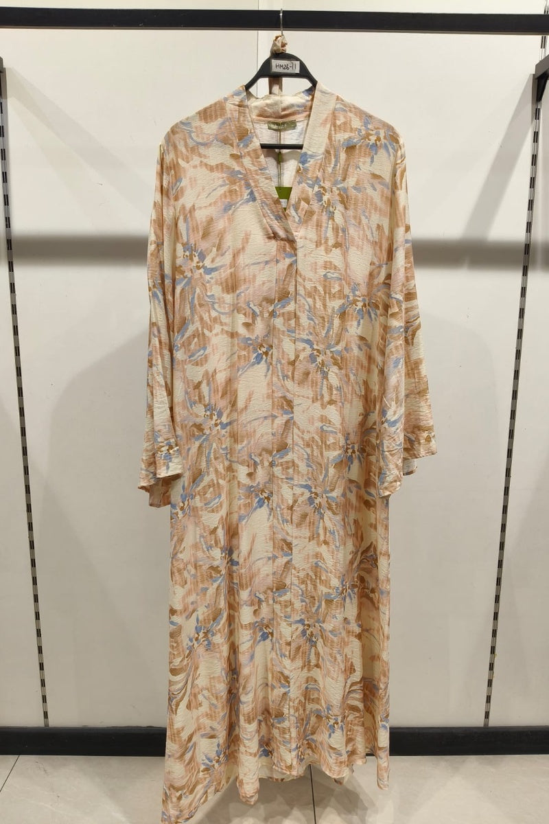 Robe longue imprimée fleurie avec ceinture