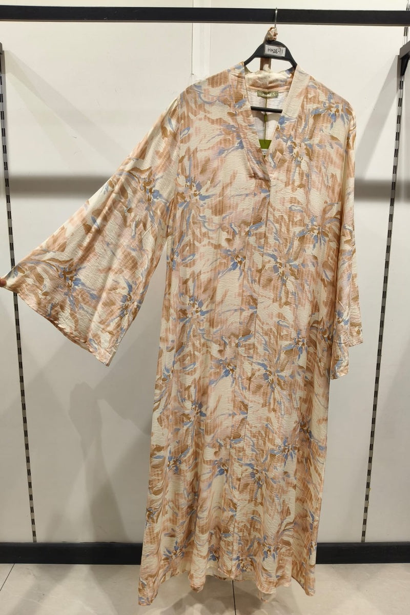 Robe longue imprimée fleurie avec ceinture