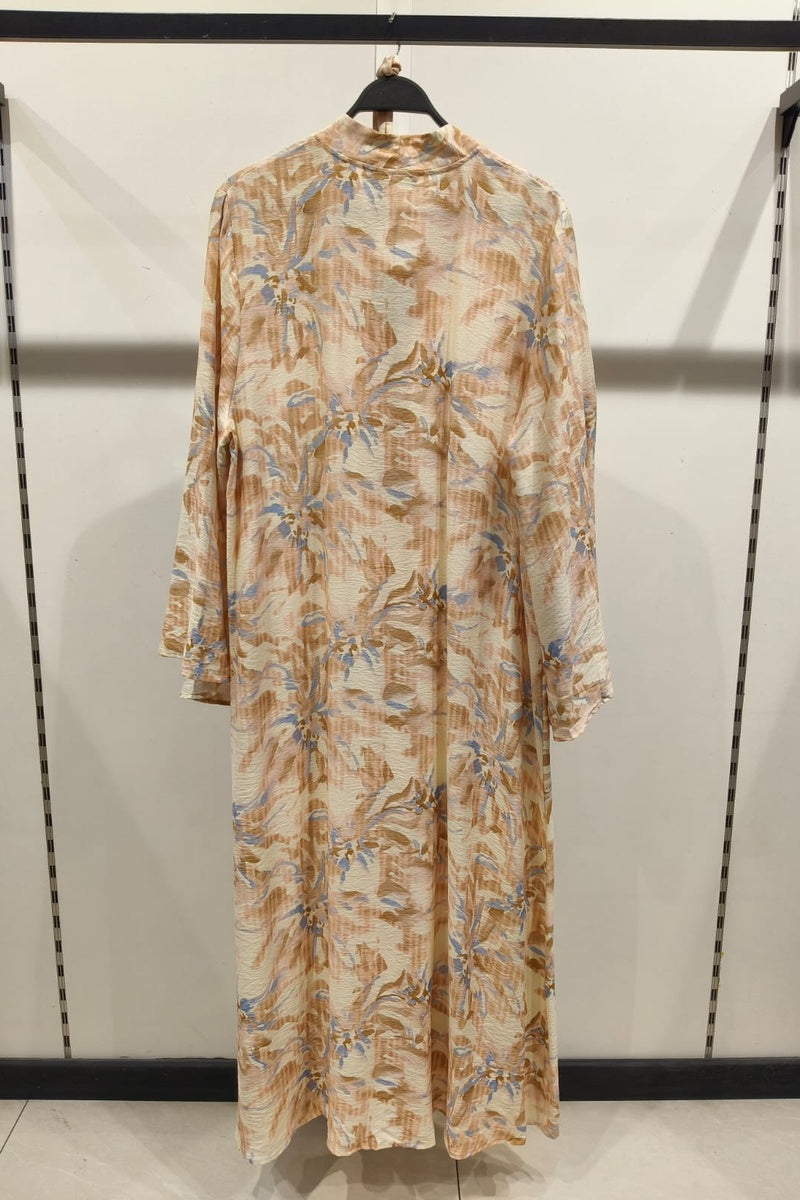 Robe longue imprimée fleurie avec ceinture