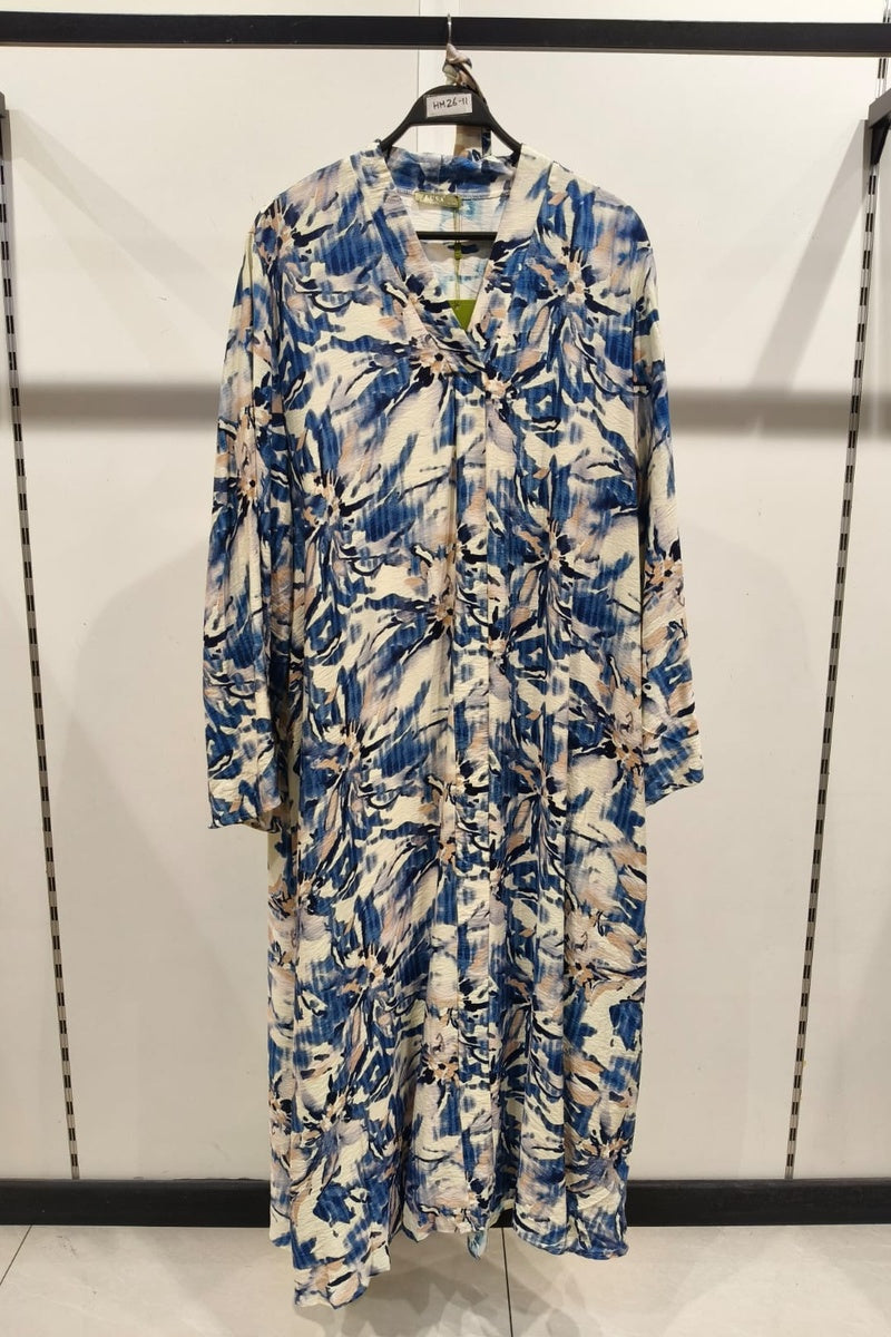 Robe longue imprimée fleurie avec ceinture