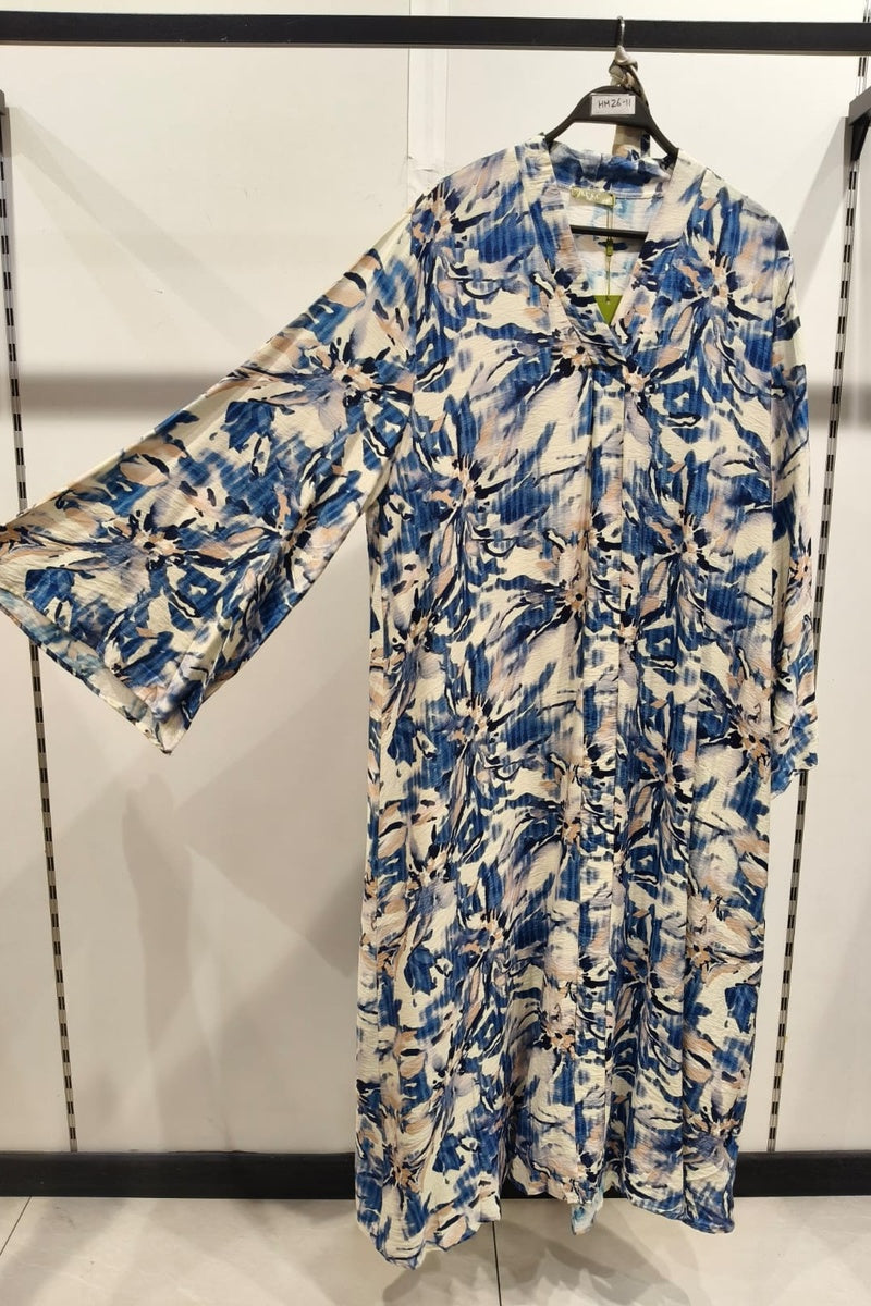 Robe longue imprimée fleurie avec ceinture