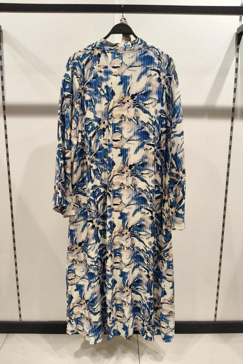 Robe longue imprimée fleurie avec ceinture