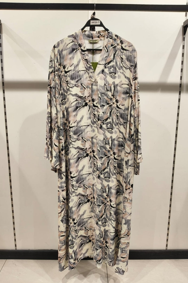 Robe longue imprimée fleurie avec ceinture