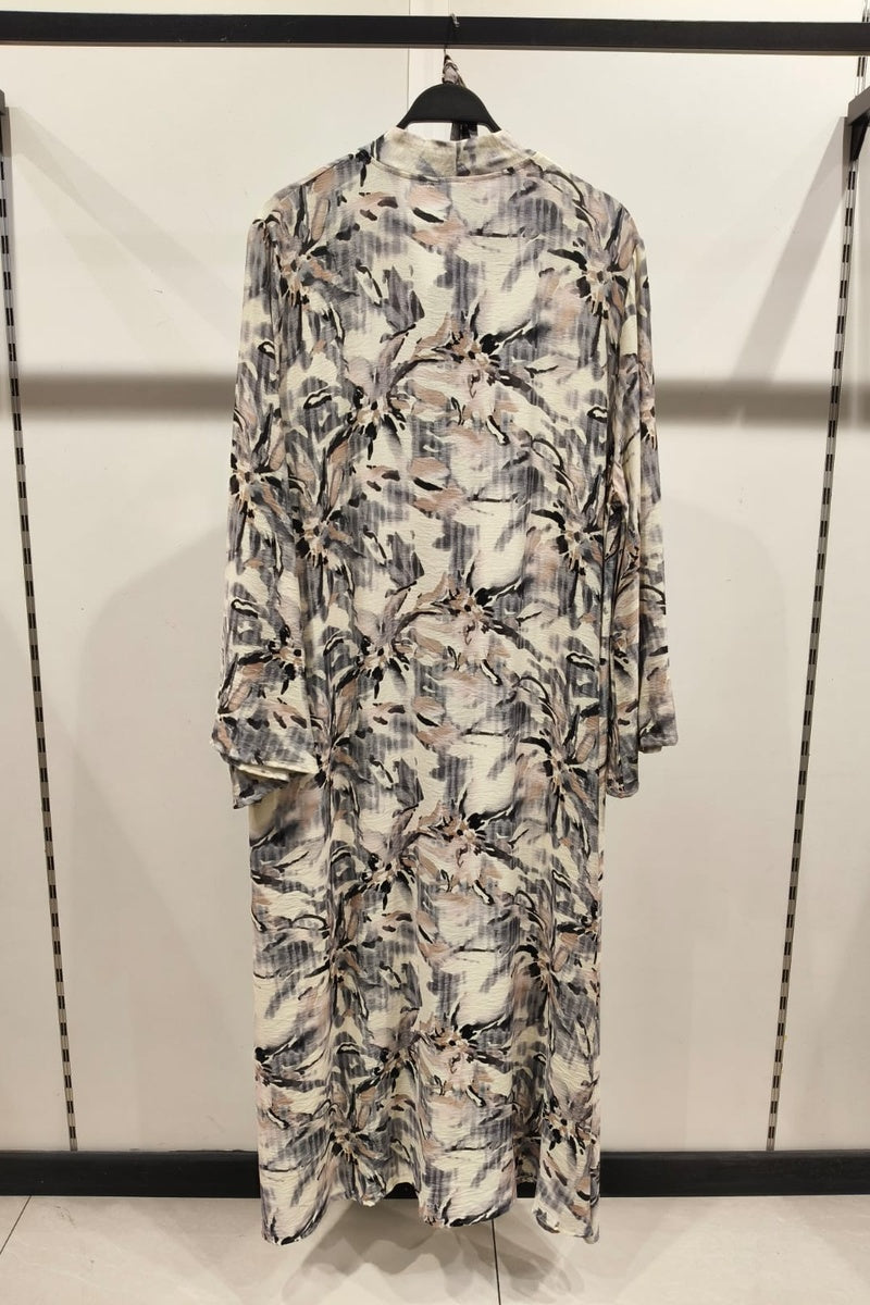 Robe longue imprimée fleurie avec ceinture