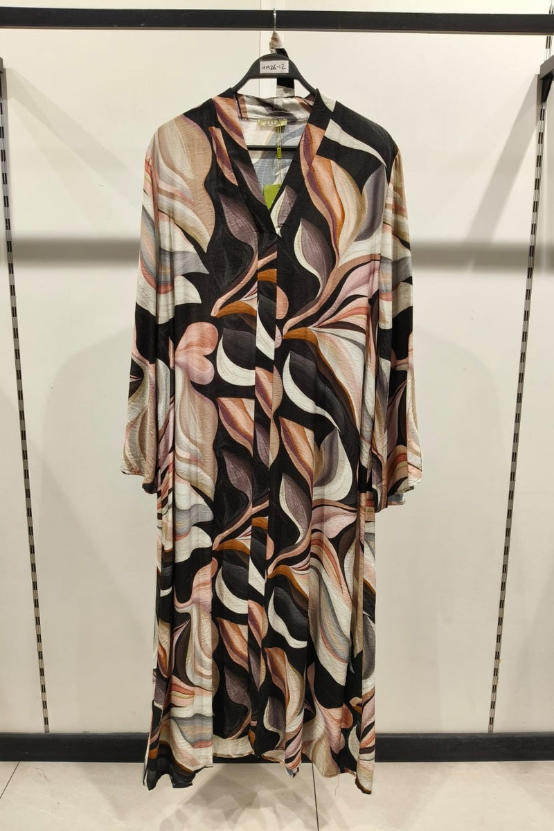 Robe longue imprimée fleurie avec ceinture