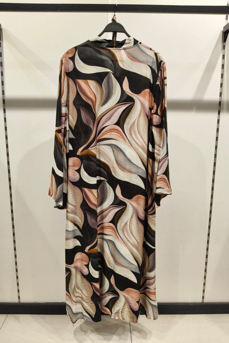 Robe longue imprimée fleurie avec ceinture
