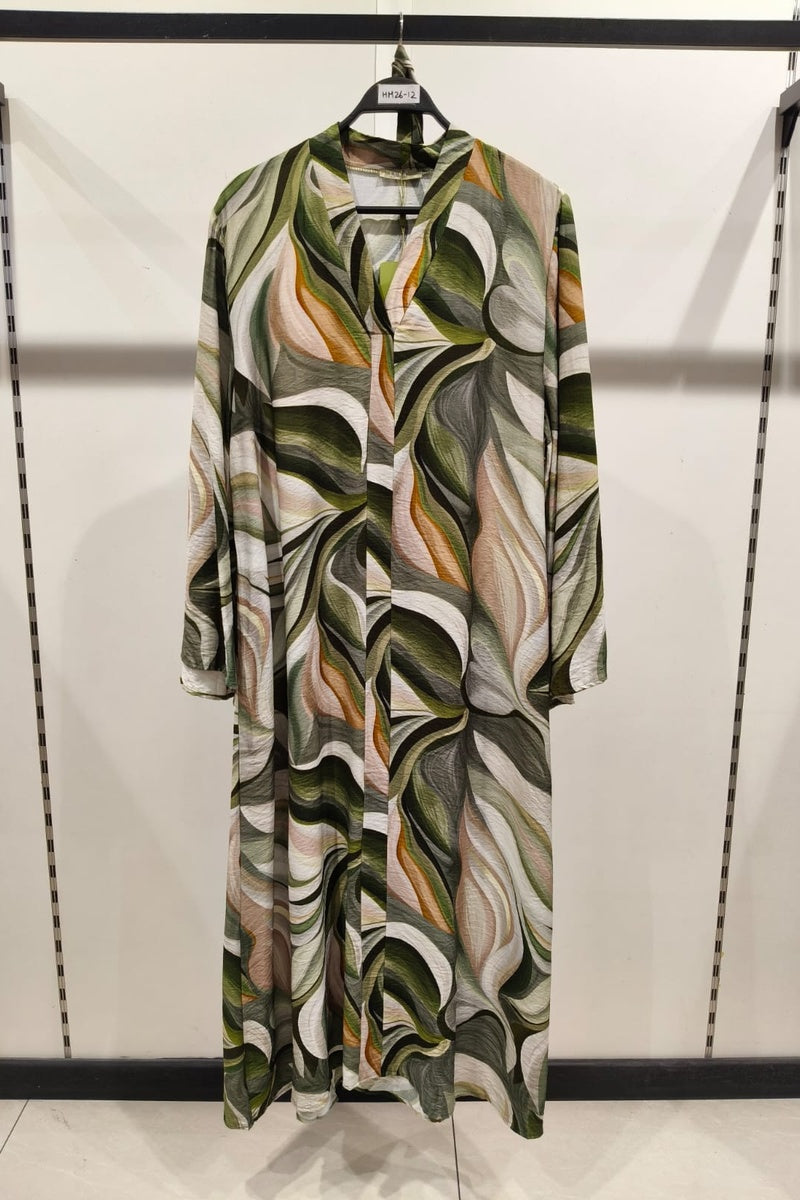 Robe longue imprimée fleurie avec ceinture