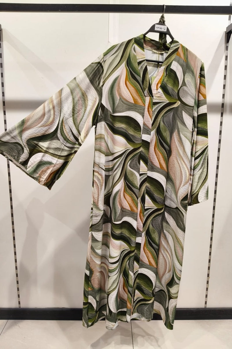 Robe longue imprimée fleurie avec ceinture