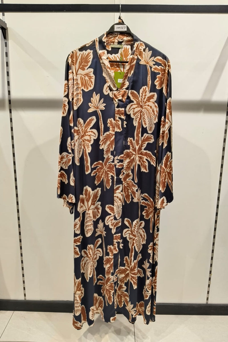 Robe longue imprimée fleurie avec ceinture