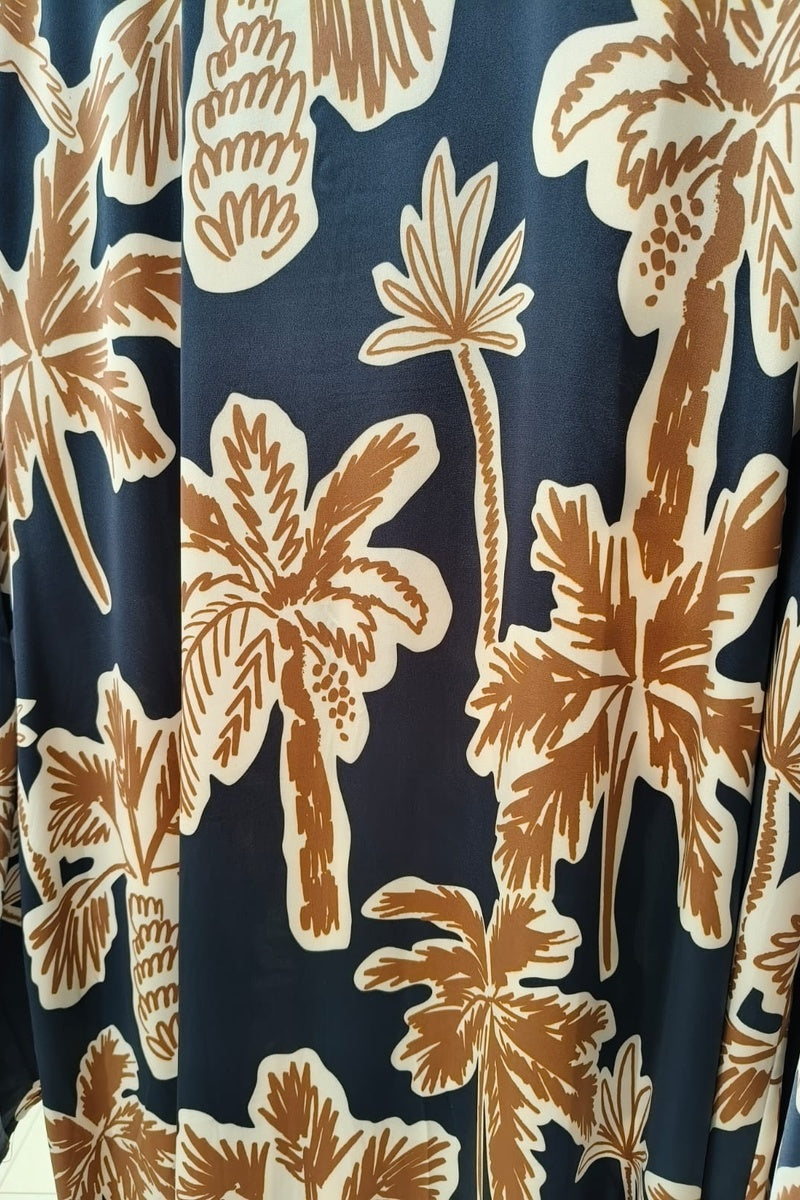 Robe longue imprimée fleurie avec ceinture