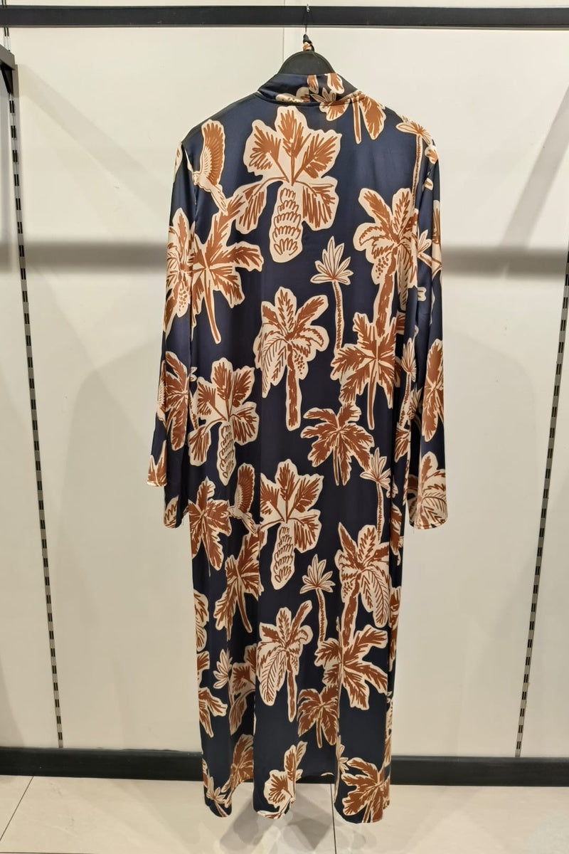 Robe longue imprimée fleurie avec ceinture