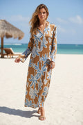 Robe longue imprimée fleurie avec ceinture