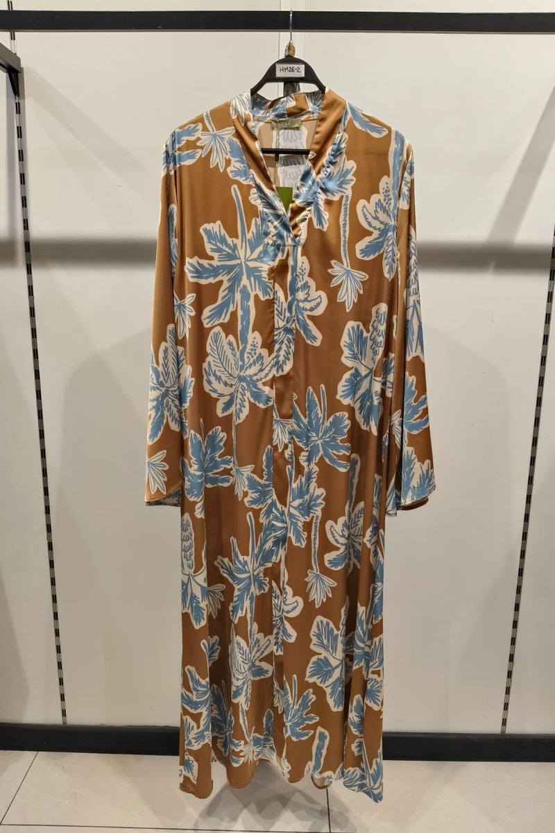 Robe longue imprimée fleurie avec ceinture