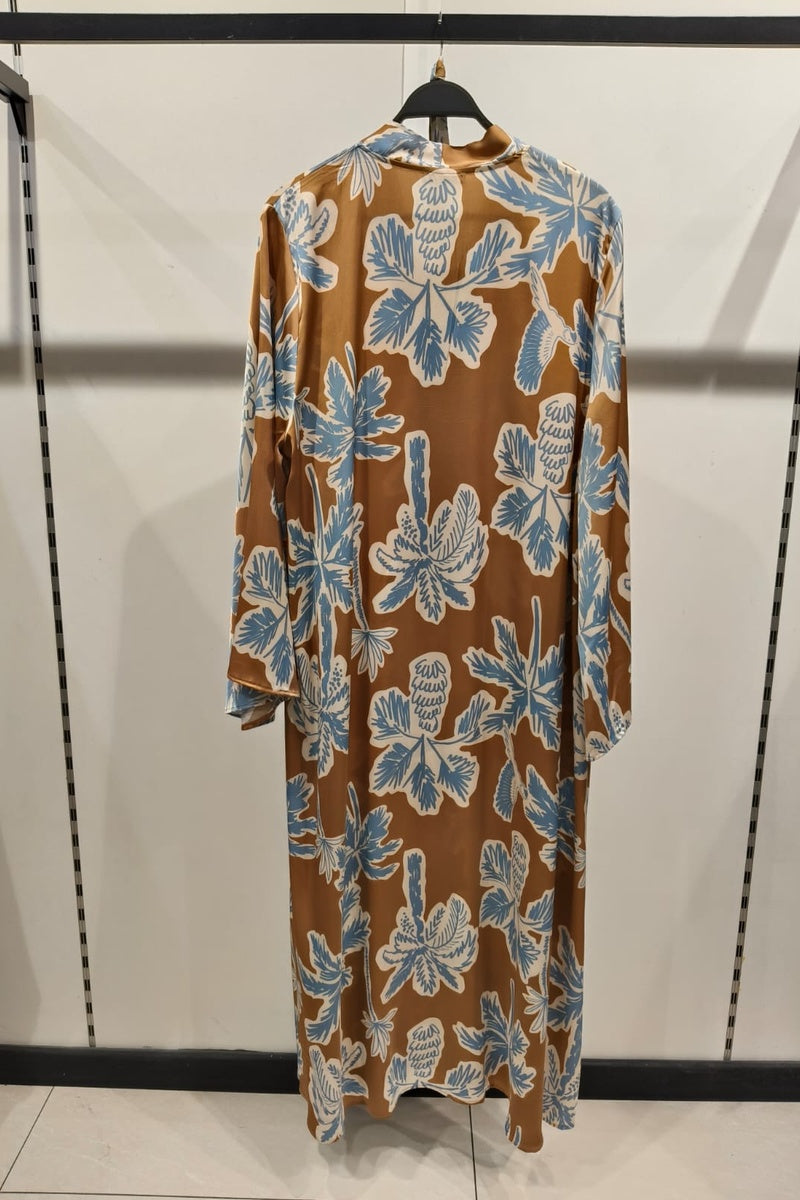 Robe longue imprimée fleurie avec ceinture
