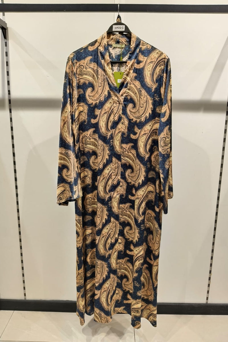Robe longue imprimée bohème avec ceinture