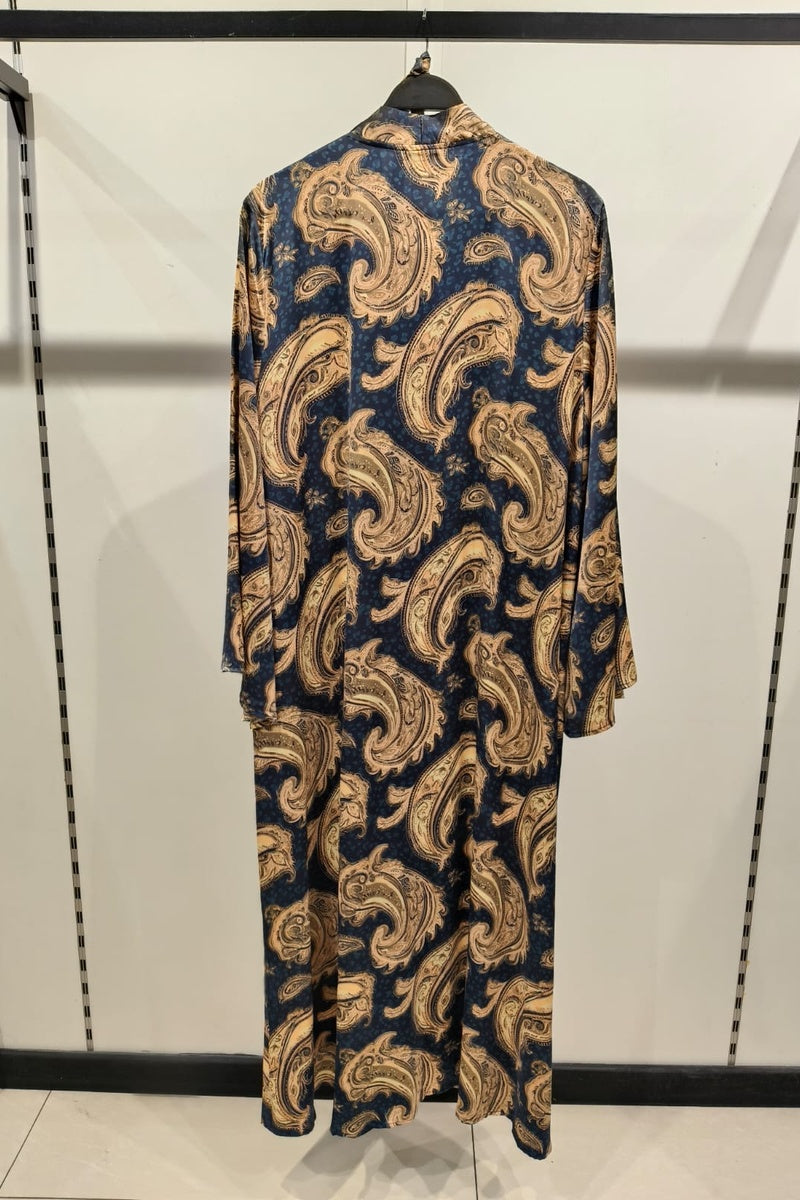 Robe longue imprimée bohème avec ceinture