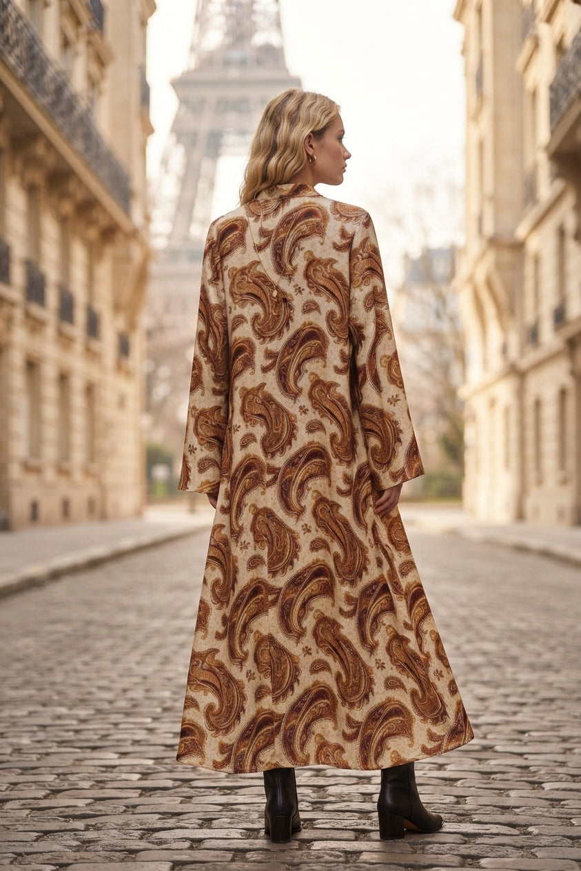 Robe longue imprimée bohème avec ceinture