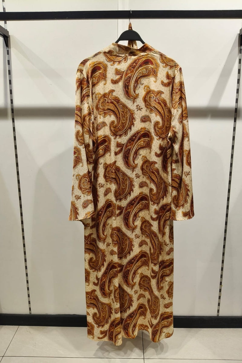 Robe longue imprimée bohème avec ceinture