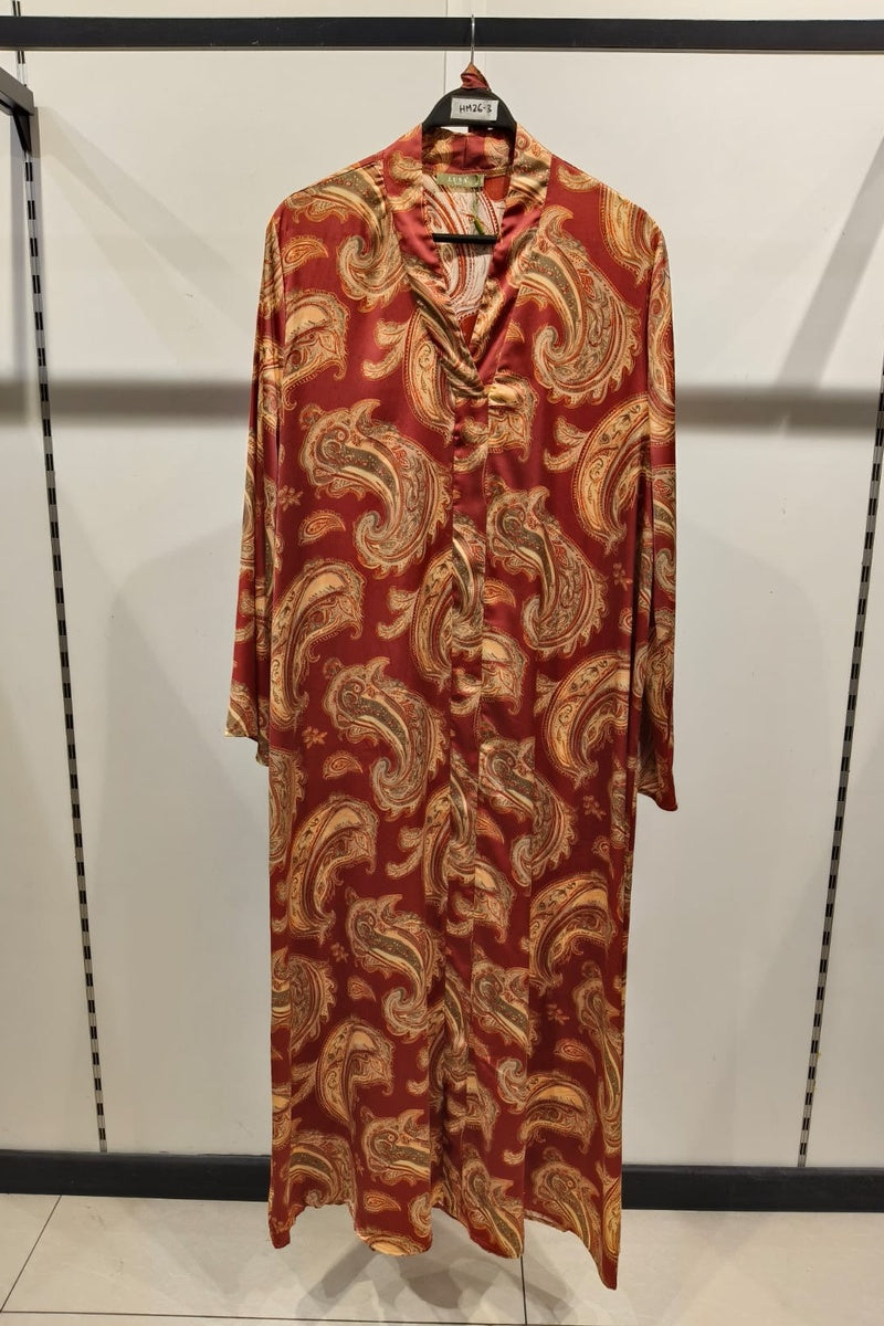 Robe longue imprimée bohème avec ceinture