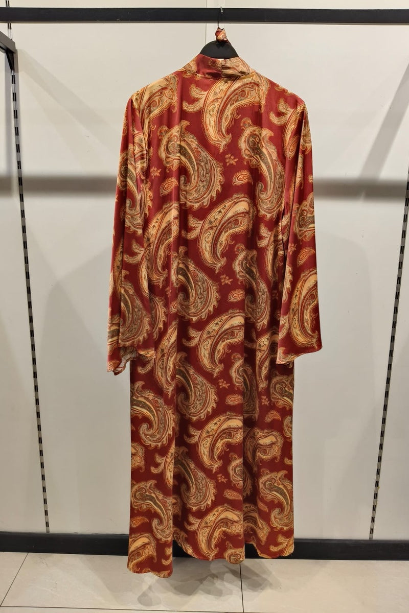 Robe longue imprimée bohème avec ceinture