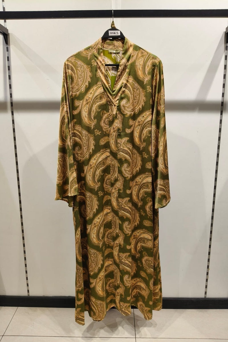 Robe longue imprimée bohème avec ceinture