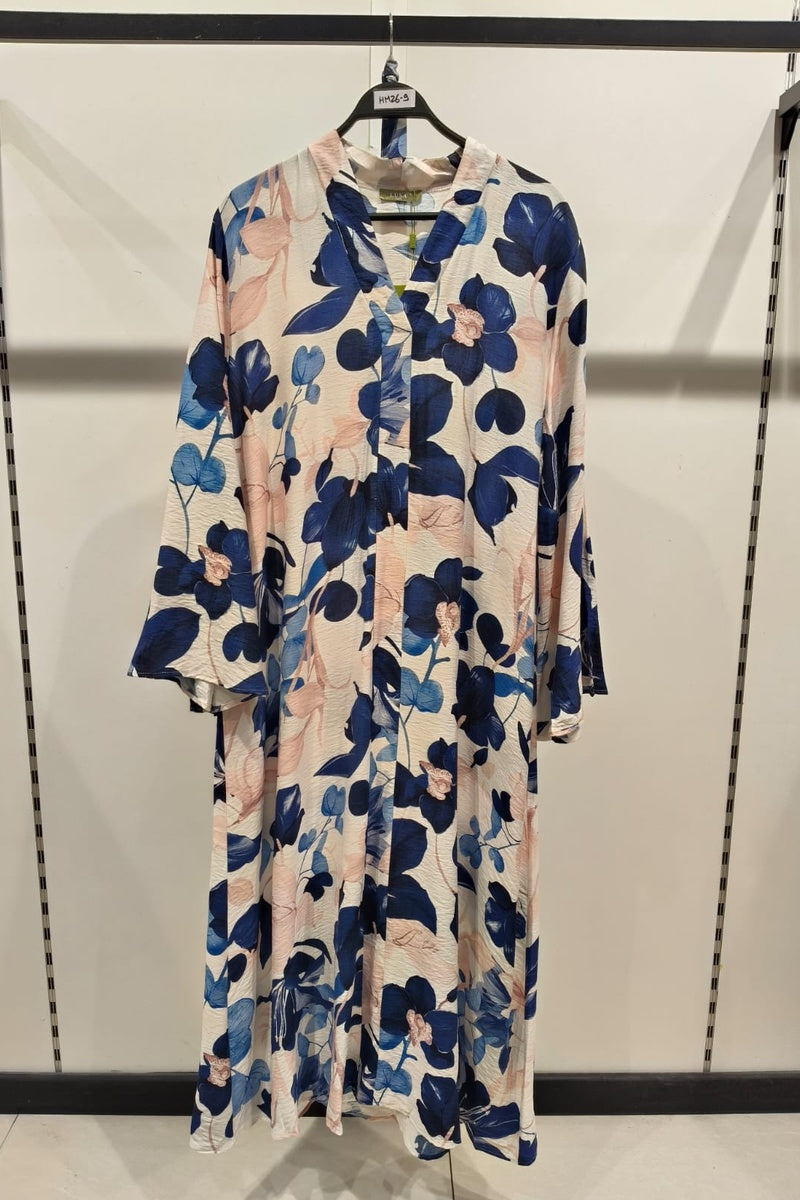 Robe longue imprimée fleurie avec ceinture
