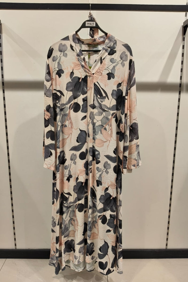 Robe longue imprimée fleurie avec ceinture