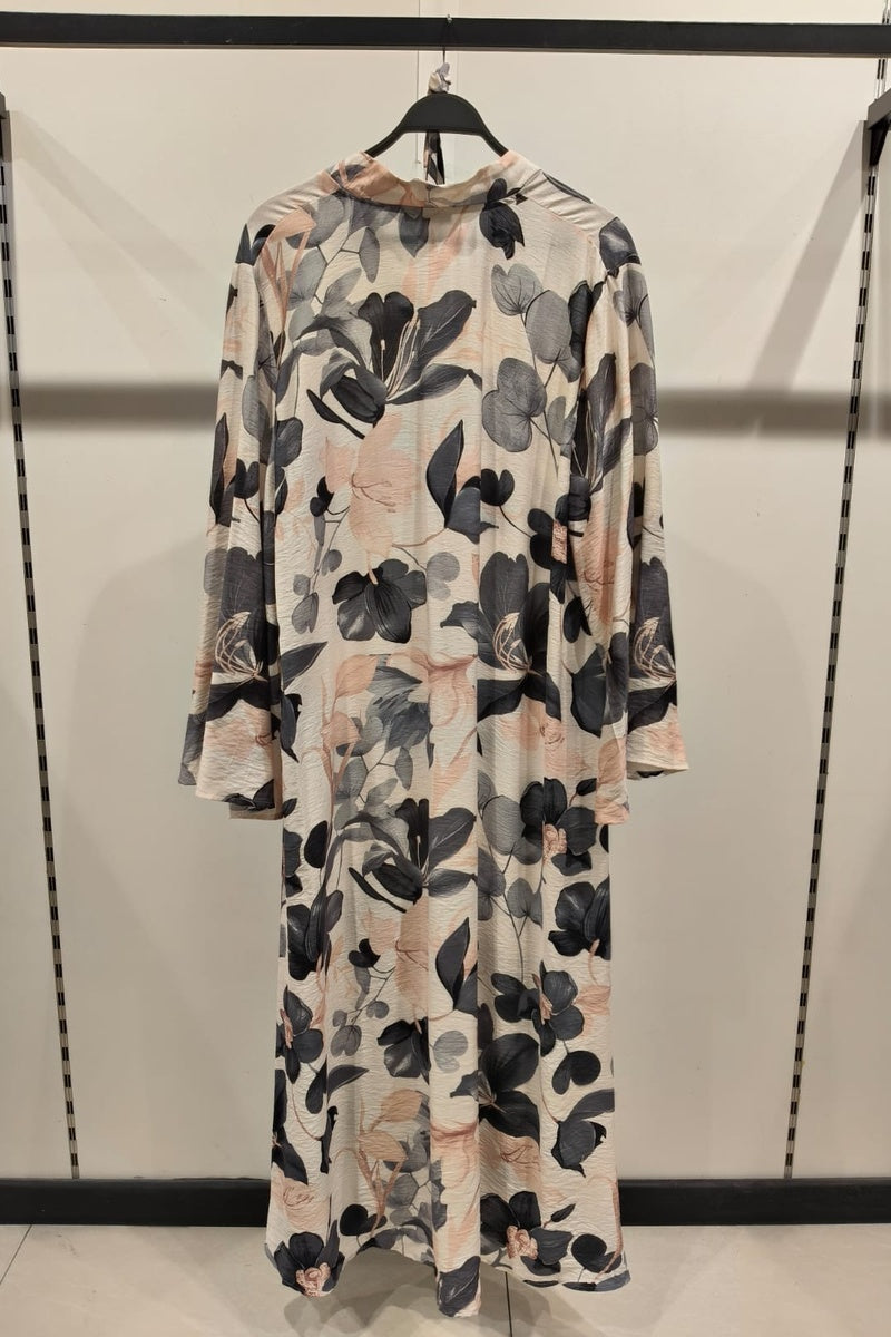 Robe longue imprimée fleurie avec ceinture