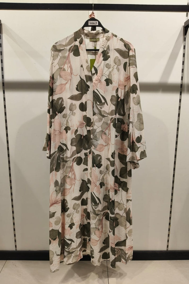 Robe longue imprimée fleurie avec ceinture