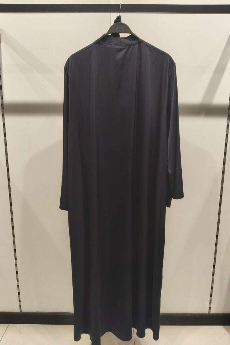 Abaya robe gilet longue premium unie avec ceinture et poches