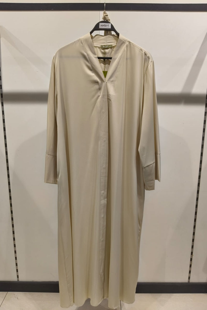 Abaya robe gilet longue premium unie avec ceinture et poches