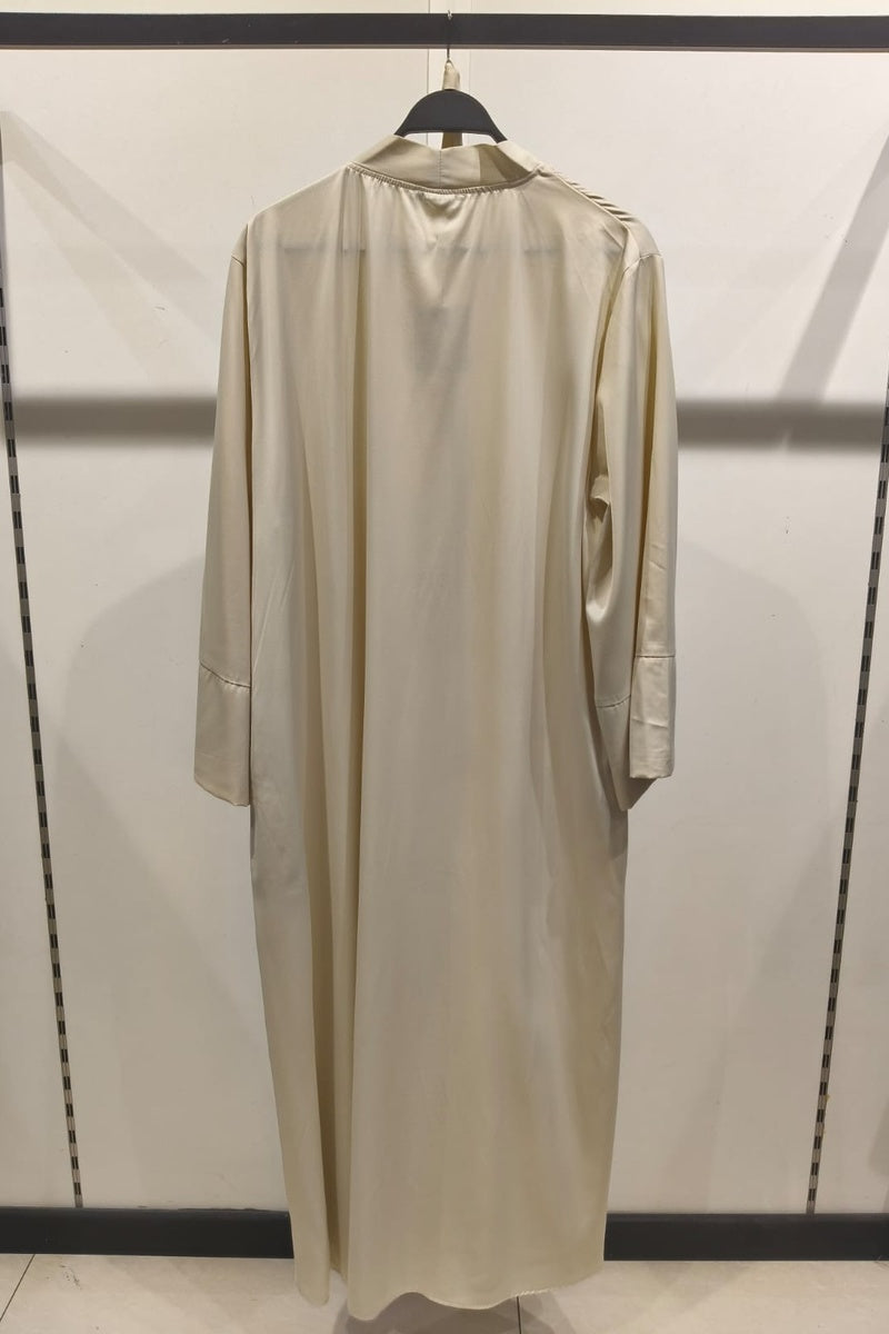 Abaya robe gilet longue premium unie avec ceinture et poches