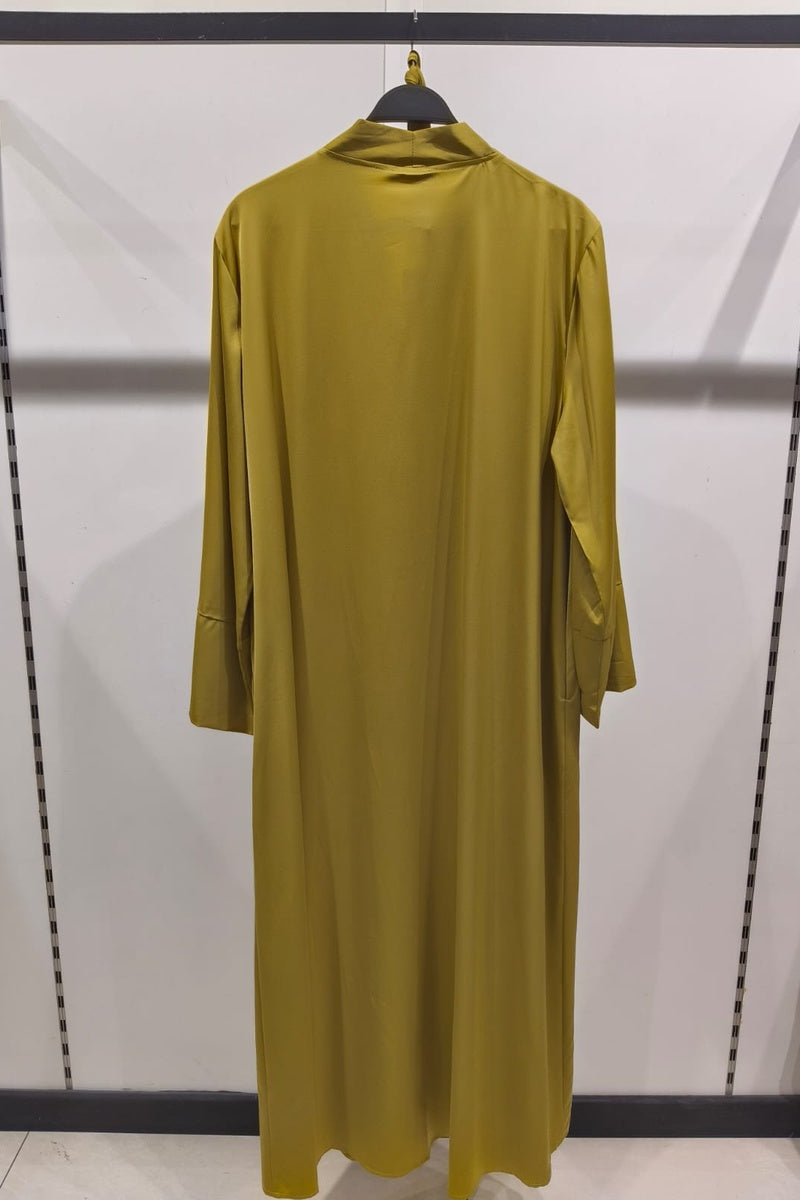 Abaya robe gilet longue premium unie avec ceinture et poches