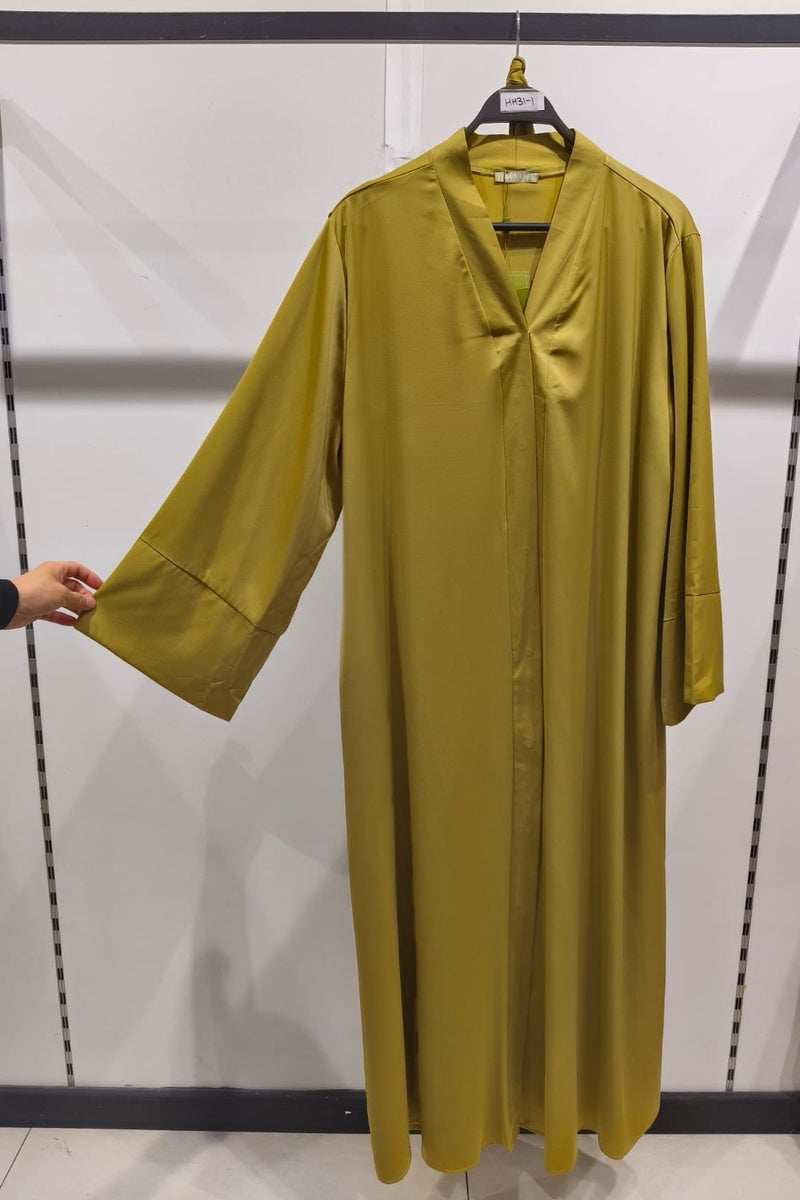 Abaya robe gilet longue premium unie avec ceinture et poches
