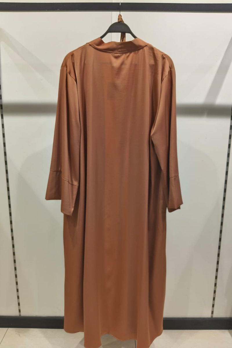 Abaya robe gilet longue premium unie avec ceinture et poches