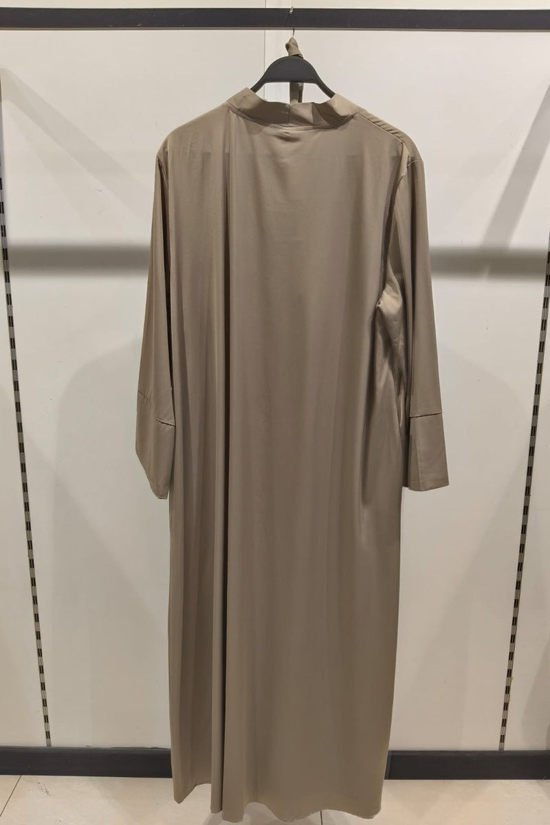 Abaya robe gilet longue premium unie avec ceinture et poches