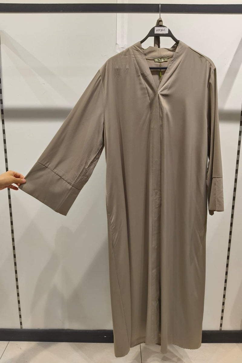 Abaya robe gilet longue premium unie avec ceinture et poches