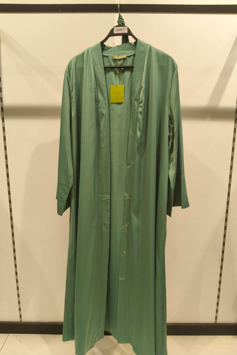 Abaya robe gilet longue premium unie avec ceinture et poches