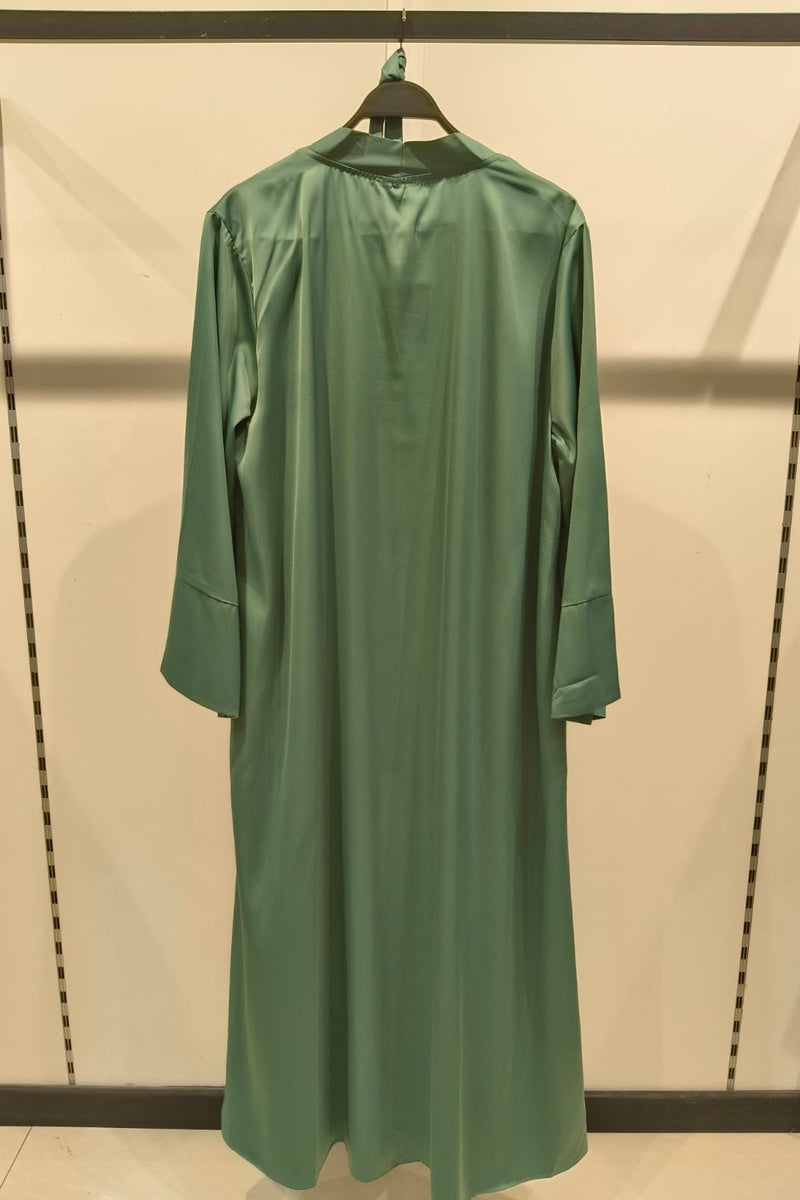 Abaya robe gilet longue premium unie avec ceinture et poches