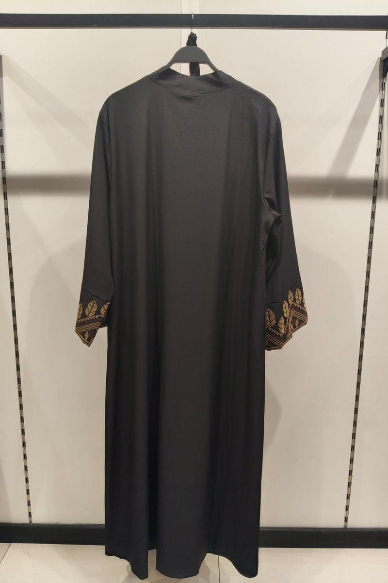 Abaya robe gilet longue premium longue unie avec broderie fleurie