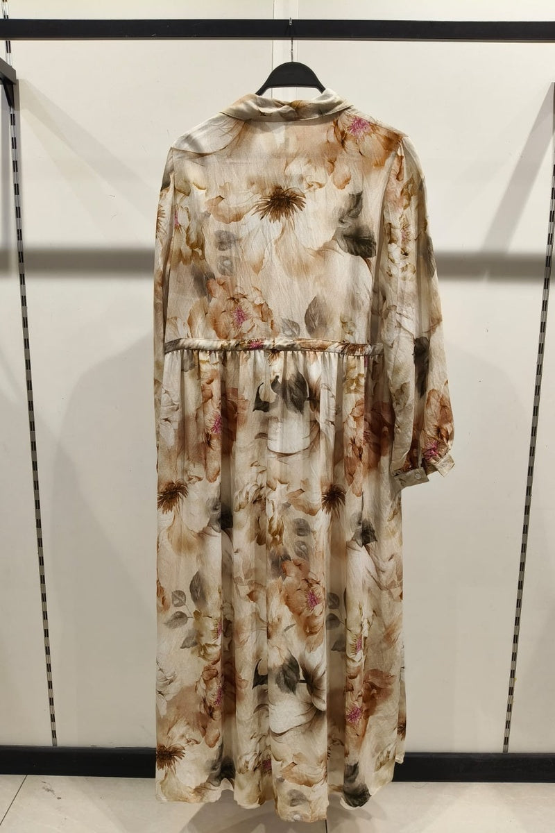 Robe longue imprimée fleurie avec ceinture ajustable