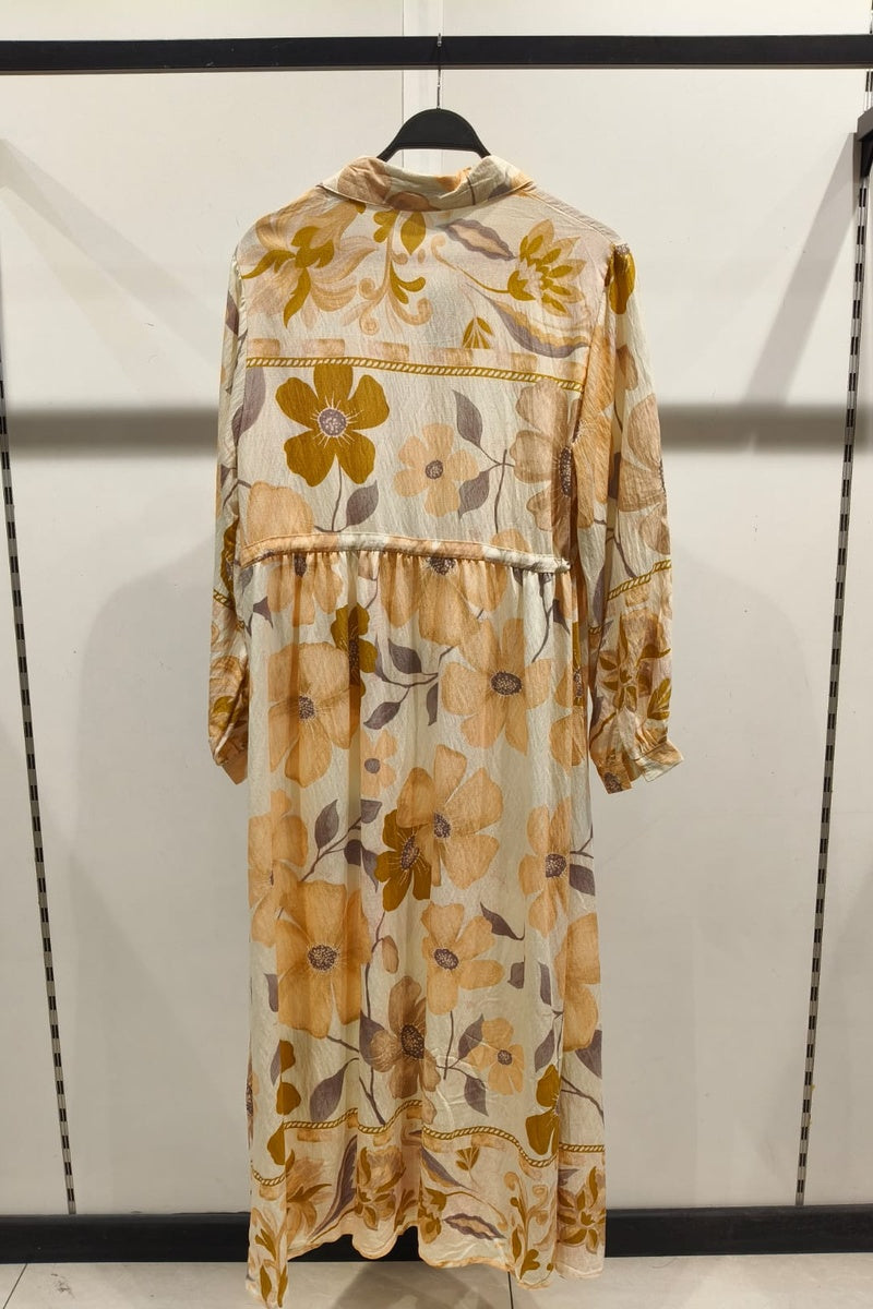 Robe longue imprimée fleurie avec ceinture ajustable