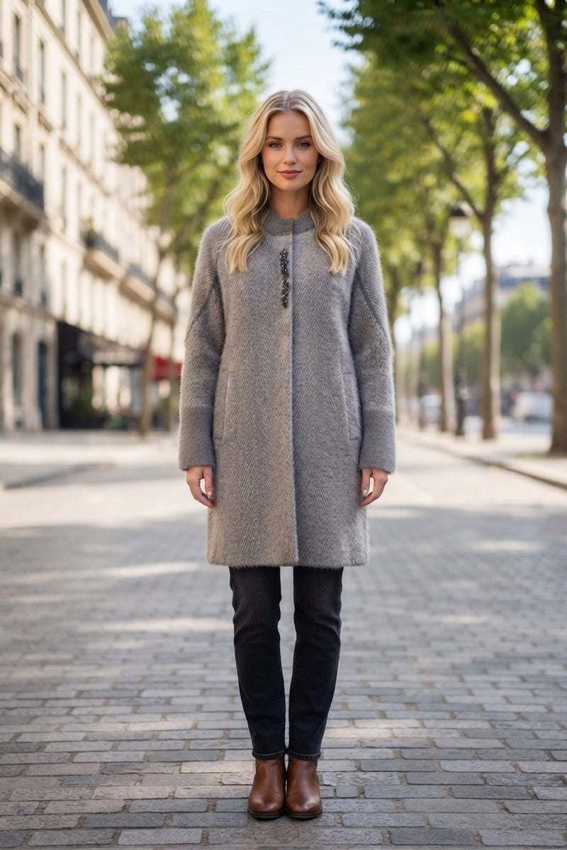 Manteau en maille tecturé
