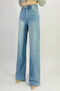 Jean premium coupe droite stretch avec strass sur les côtés T36-T46